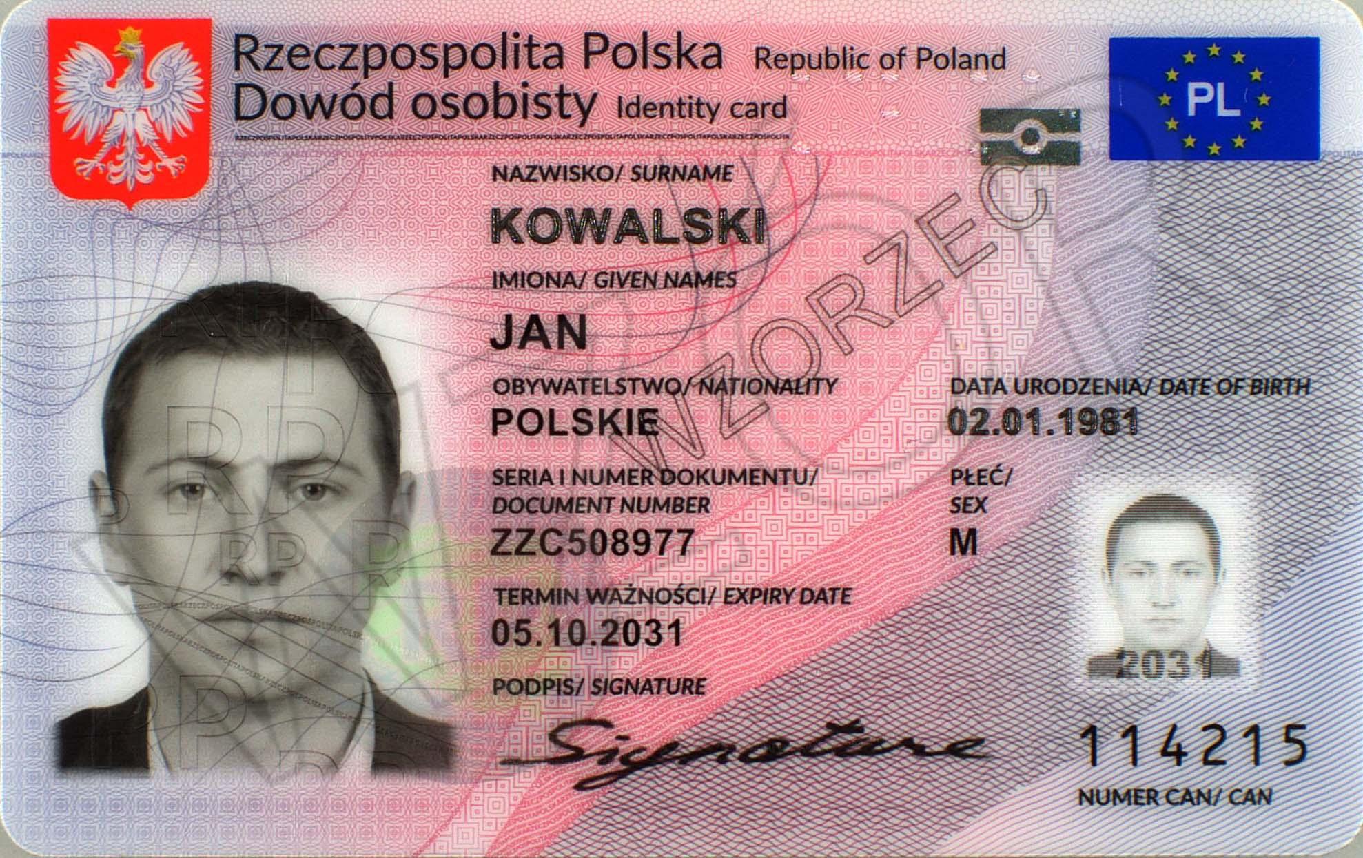 Wzór dowodu osobistego